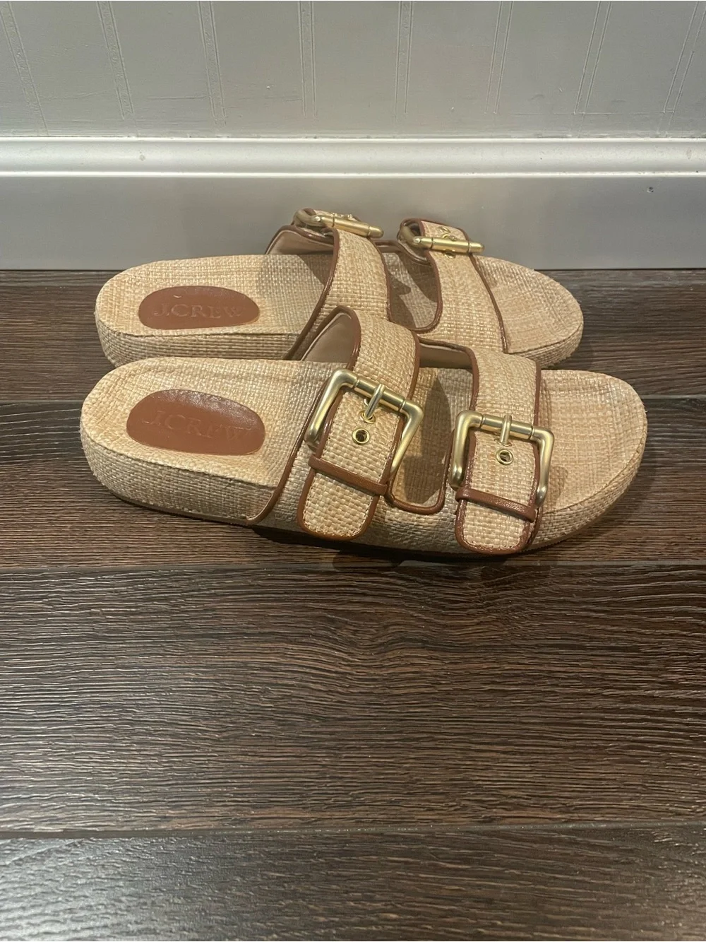 J. Crew Marlow Slip On Sandals In Raffia Beach Coastal Vacation Resortwear 8.5 - Picture 3 of 12